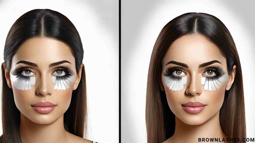 A side-by-side comparison image showing lashes before and after using castor oil.