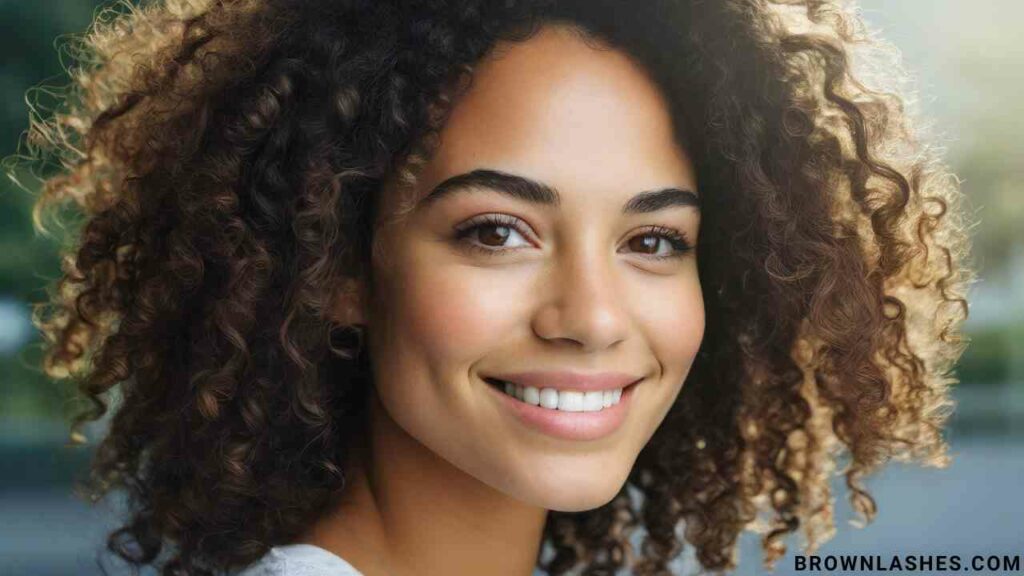 Confident individual flaunting naturally curly lashes, radiating self-assurance and embracing unique beauty. Subtle smile, neutral background, and expressive eyes highlight the effortless allure of natural curls, redefining beauty standards.