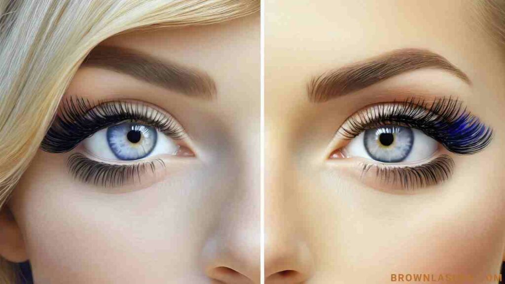 "Before and after comparison showcasing the transformative effect of eyelash curling techniques, highlighting the enhanced natural curl."