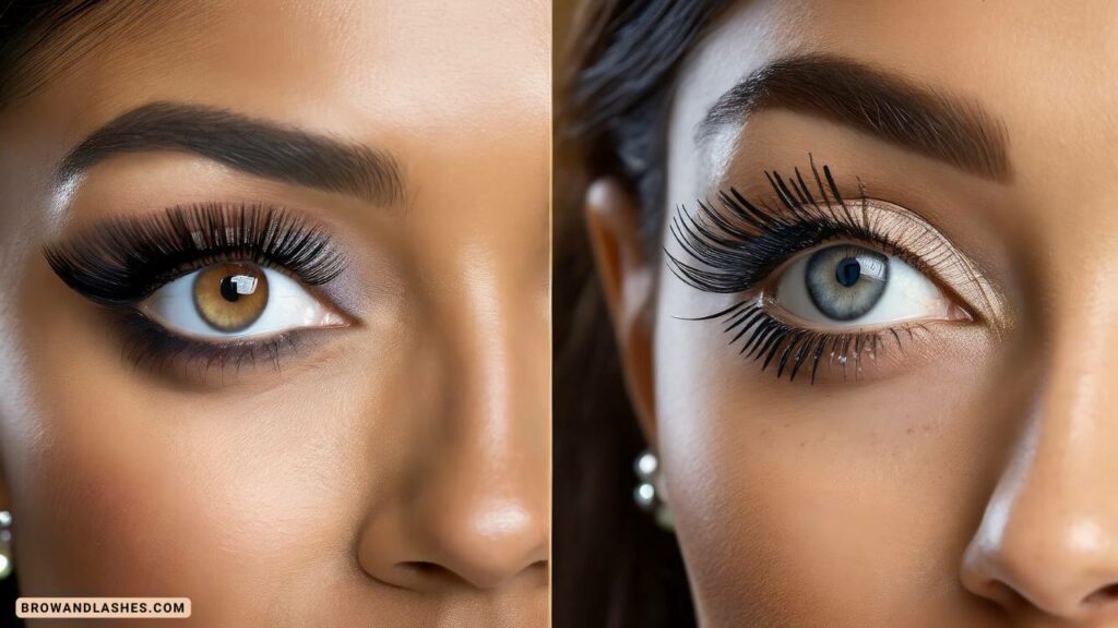 Close-up of a girl's eyes with beautifully enhanced eyelashes, radiating confidence and natural beauty.