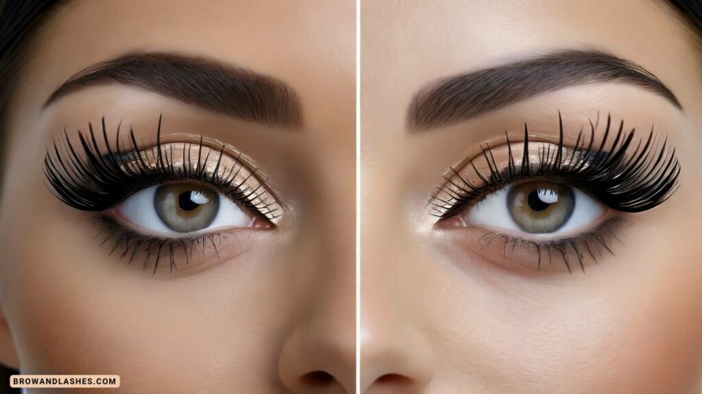 Two women proudly displaying their rejuvenated eyelashes, grown and enhanced through dedicated care and attention. Witness the power of self-care in every lash.