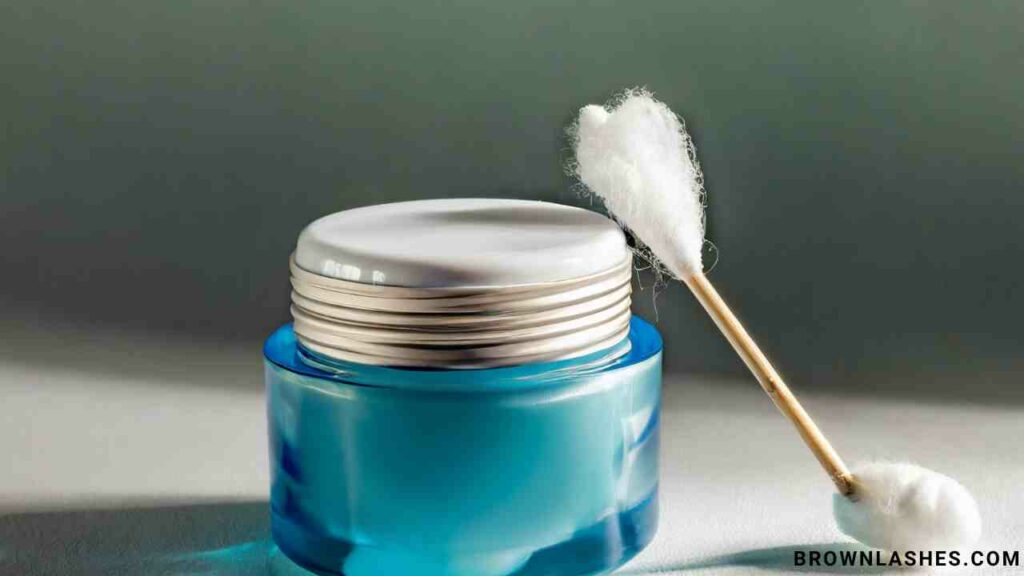 Displaying Vaseline jar next to a cotton swab.