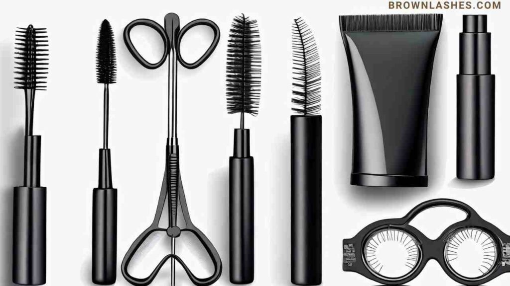 A collection of high-quality eyelash curlers, mascaras, and tools for achieving the perfect curl.