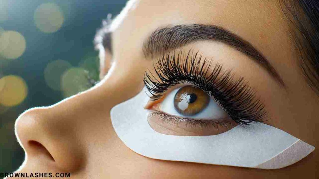 A close-up image of well-maintained eyelash extensions on a serene background. Delicate hands are shown applying extensions with precision, emphasizing the importance of proper aftercare for lasting beauty. Soft, natural lighting highlights the details, creating a sophisticated and professional visual.