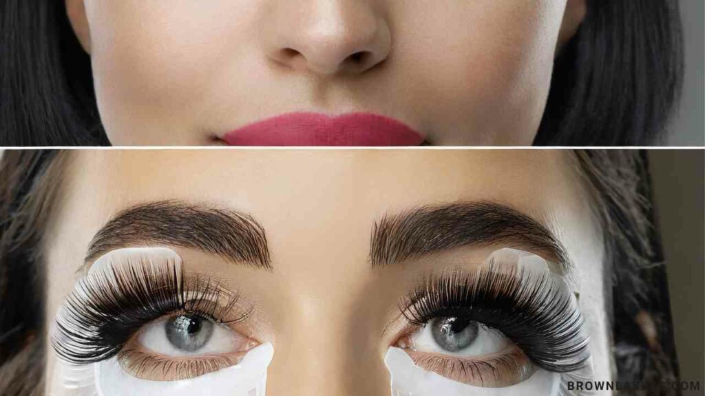 Before-and-after image showcasing the difference between lashes with glue residues and clean, liberated lashes.