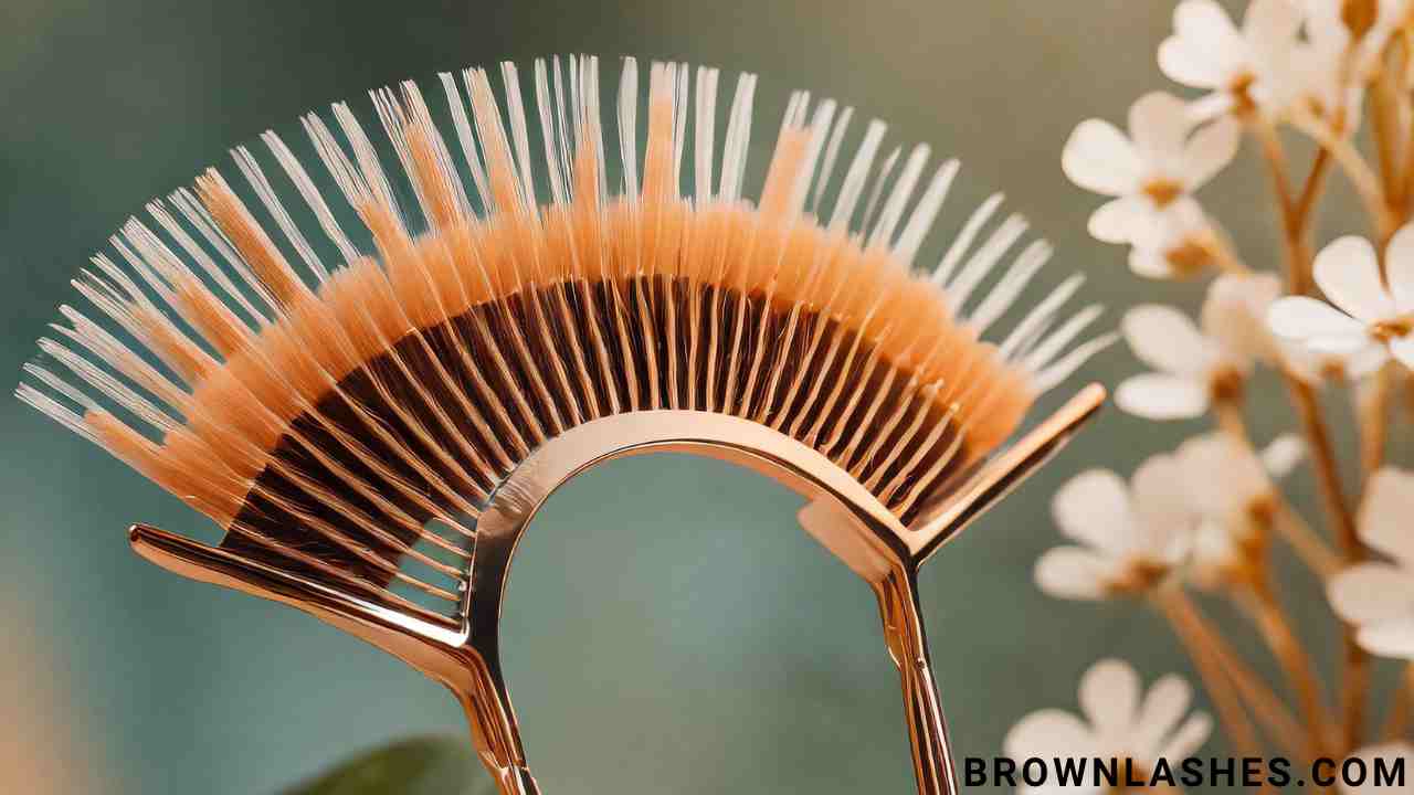 A serene backdrop featuring an elegant eyelash comb, symbolizing the foundational tool in a natural eyelash care routine.