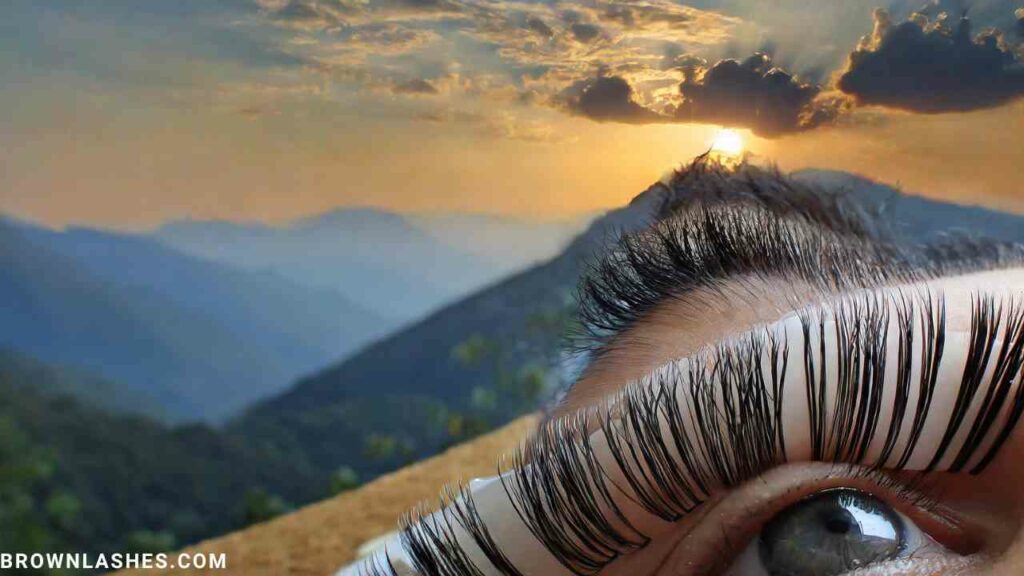 Image of lush green foliage against a backdrop of clear blue skies, symbolizing the journey of growth and renewal in eyelash care with natural remedies.






