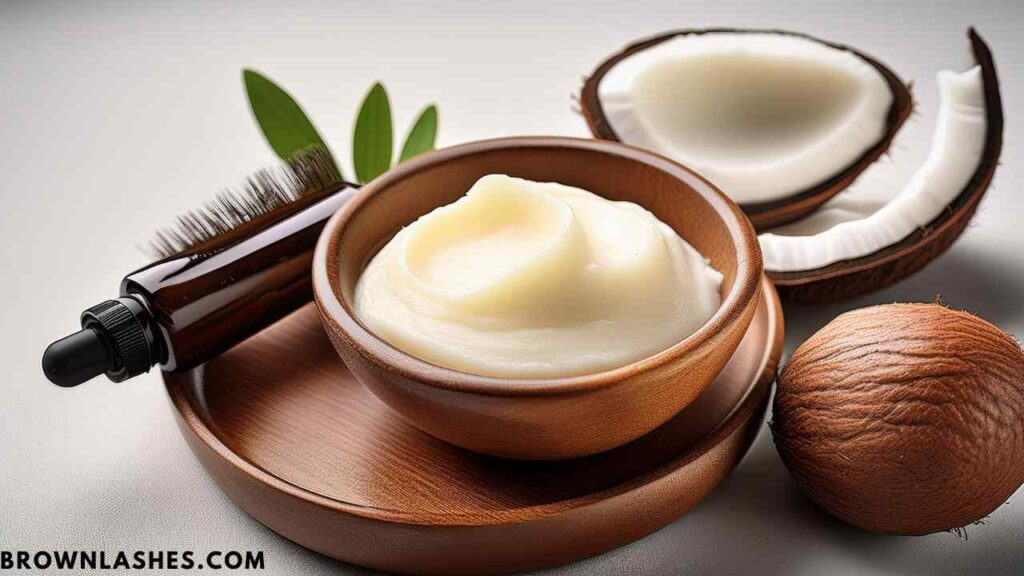 Natural cosmetic ingredients like shea butter and jojoba oil, beneficial for nourishing eyelashes without chemicals.